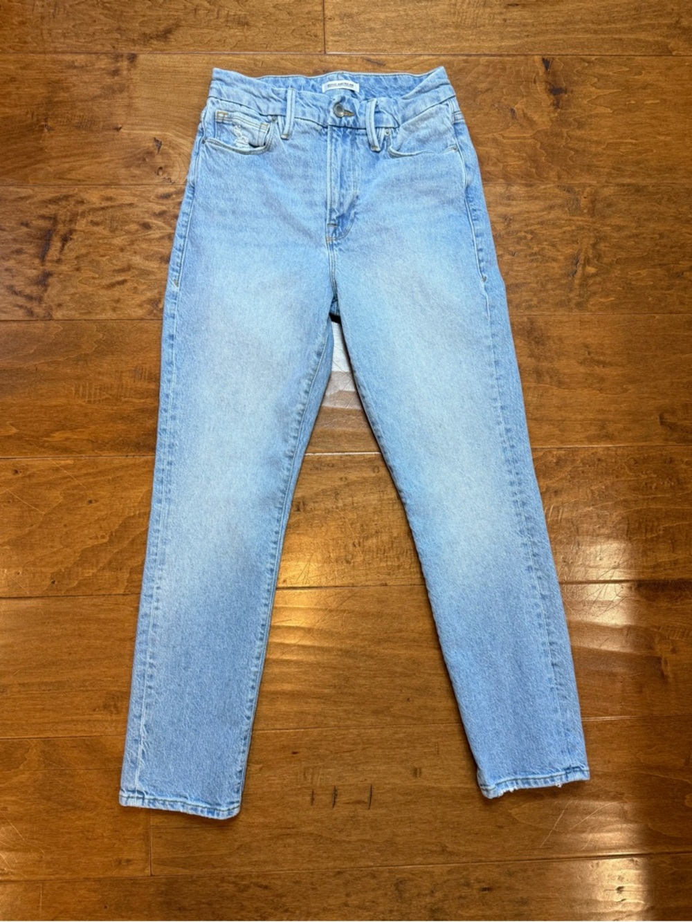 Good American Good Straight Jeans 27 High Rise Light Wash Denim